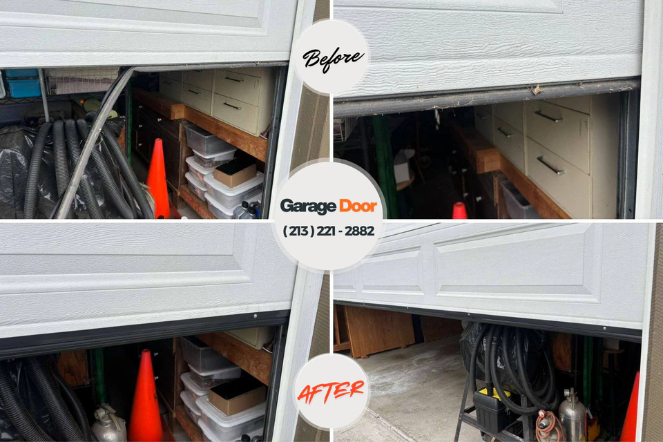 Before and after: garage door repair White Hill Richmond Heights